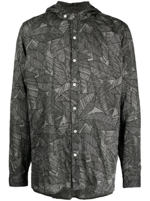 leaf-print hoodied shirt by MOSTLY HEARD RARELY SEEN