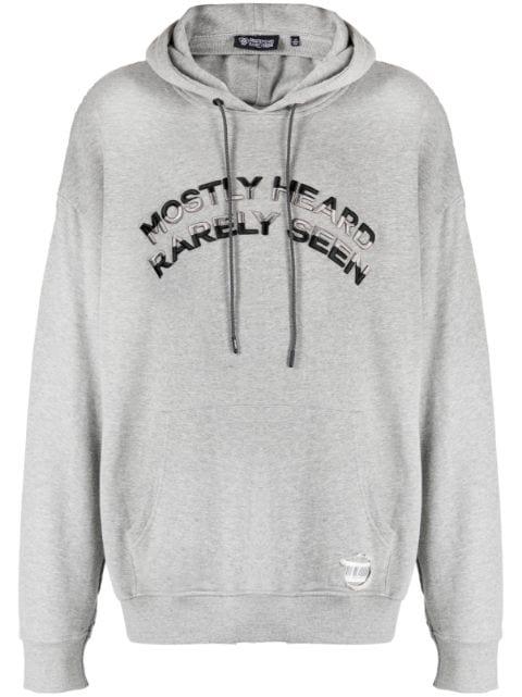 logo-embroidered hybrid cotton hoodie by MOSTLY HEARD RARELY SEEN