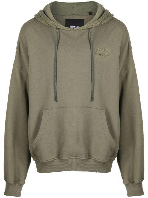 logo-embroidered panelled cotton hoodie by MOSTLY HEARD RARELY SEEN