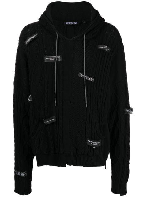 logo-patches knitted hoodie by MOSTLY HEARD RARELY SEEN