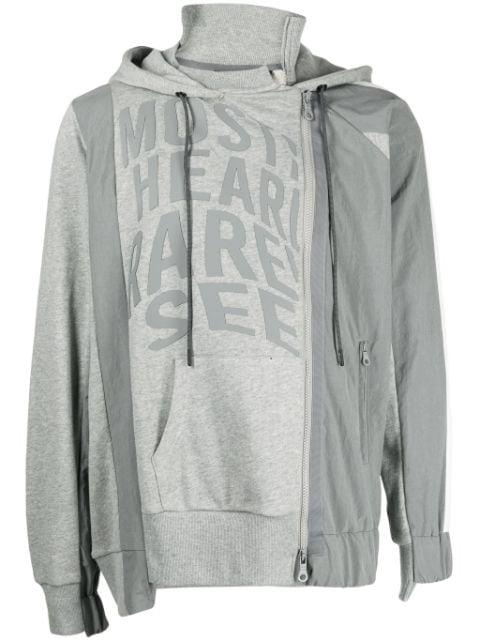 logo-print asymmetric hoodie by MOSTLY HEARD RARELY SEEN