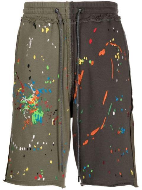 panelled paint-embroidered shorts by MOSTLY HEARD RARELY SEEN