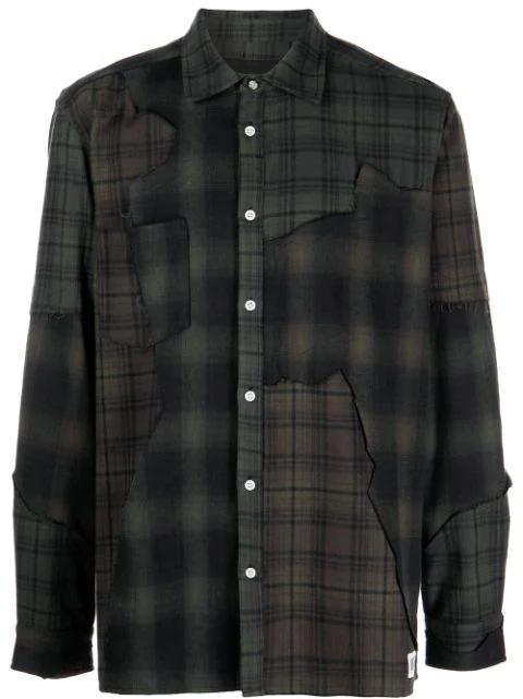 plaid-check patchwork shirt by MOSTLY HEARD RARELY SEEN