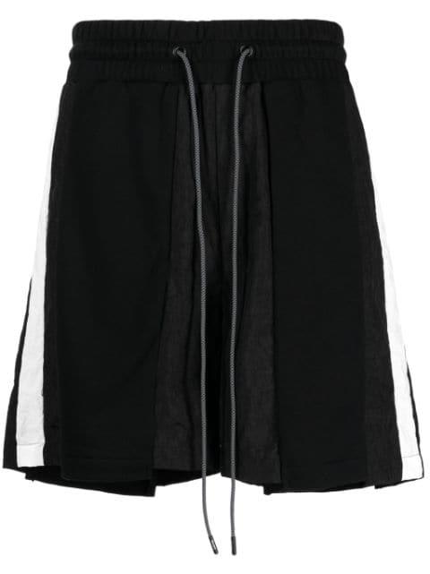 striped panelled cotton track shorts by MOSTLY HEARD RARELY SEEN
