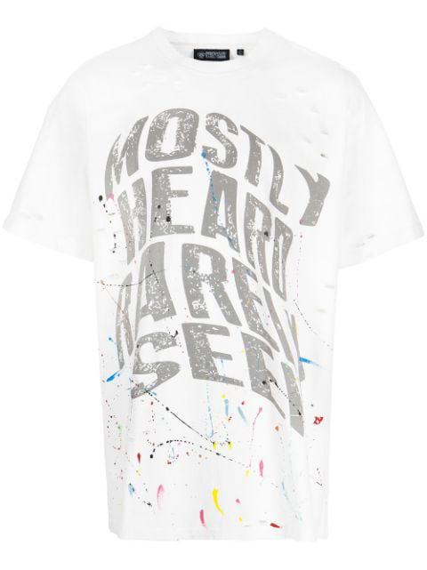 warped-text paint T-shirt by MOSTLY HEARD RARELY SEEN