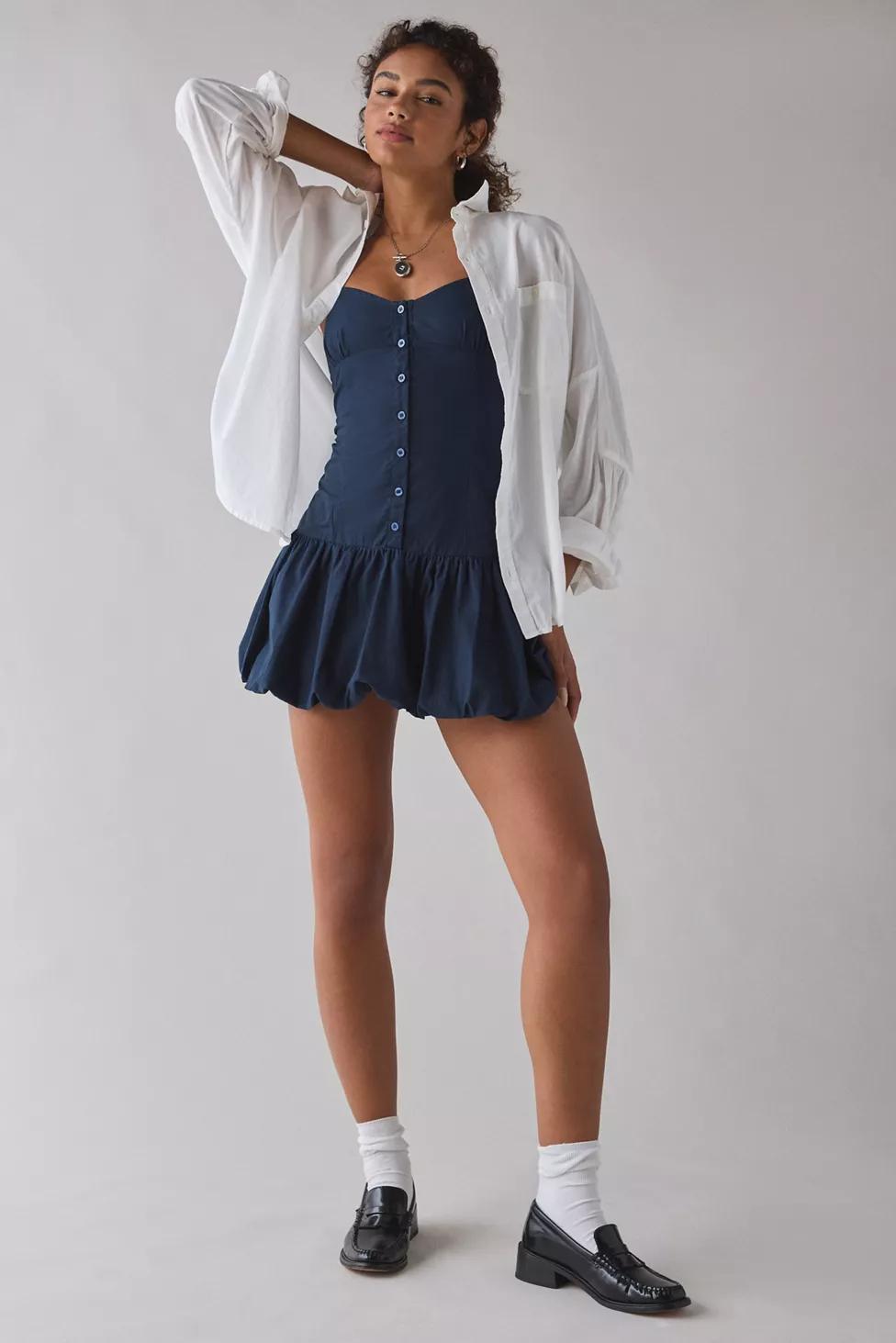 Motel Juun Drop Waist Bubble Hem Mini Dress by MOTEL