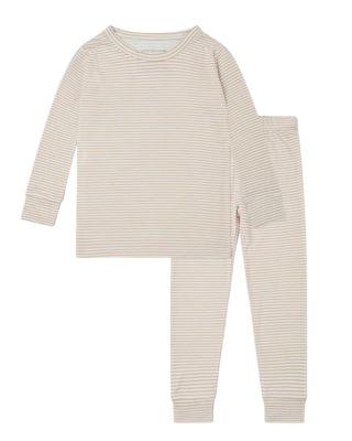 Boys' Oatmeal Stripe Bamboo Kids Pajama Set - Little Kid by MOTETTE