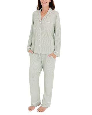 Evergreen Stripe Bamboo Pajama Set by MOTETTE