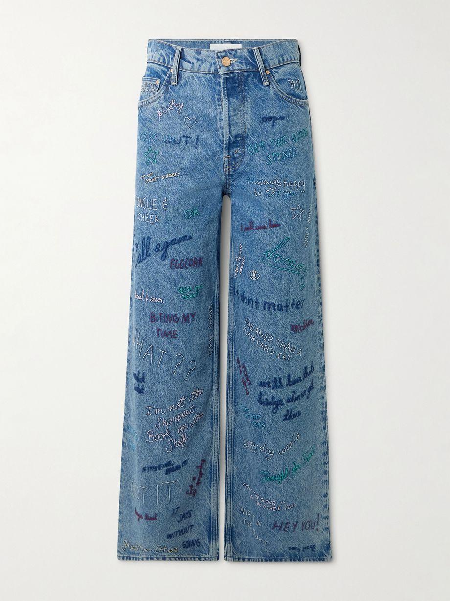 Double Dip Nerdy embroidered mid-rise wide-leg jeans by MOTHER
