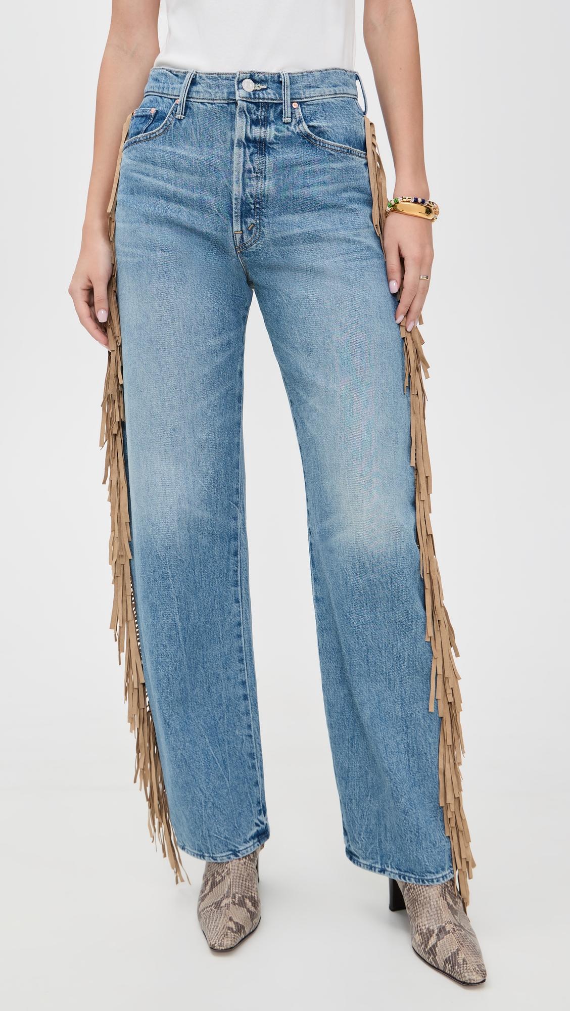Fringe Half Pipe Button Sneak Jeans by MOTHER