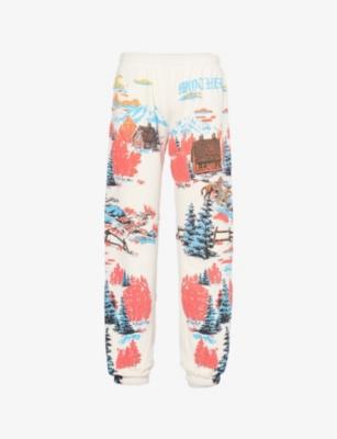 Graphic-print tapered-leg mid-rise cotton-jersey jogging bottoms by MOTHER