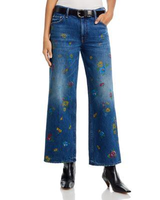 Lil Rerun Zip Sneak High Rise Wide Leg Jeans in Field of Flowers by MOTHER