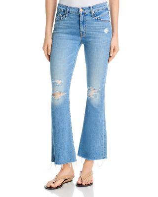 Lil Weekender Low Rise Frayed Flare Jeans in Chaos Is Calling by MOTHER