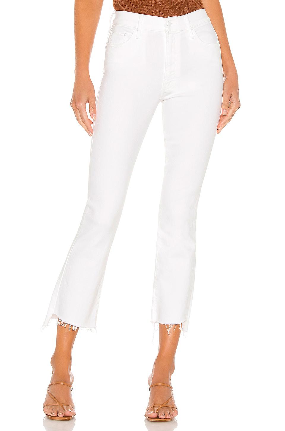 MOTHER Insider Crop Step Fray Jeans in White by MOTHER