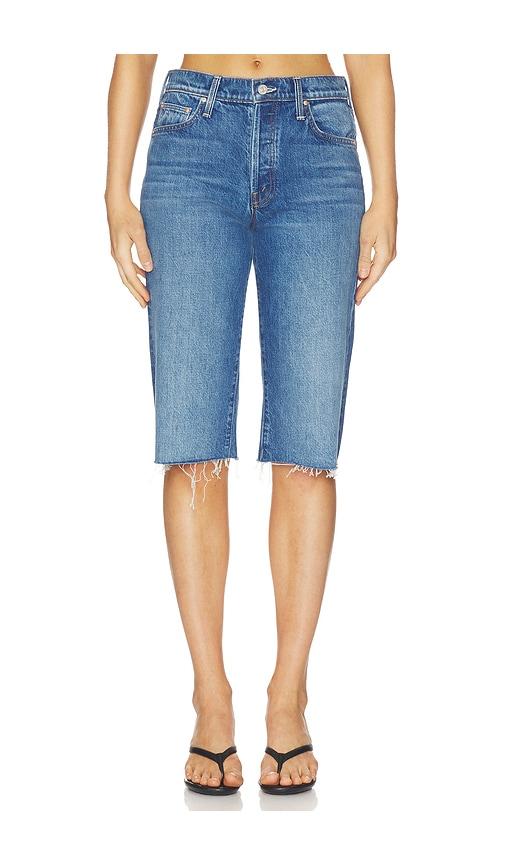 MOTHER The Kick It Half N Half Fray Short in Blue by MOTHER