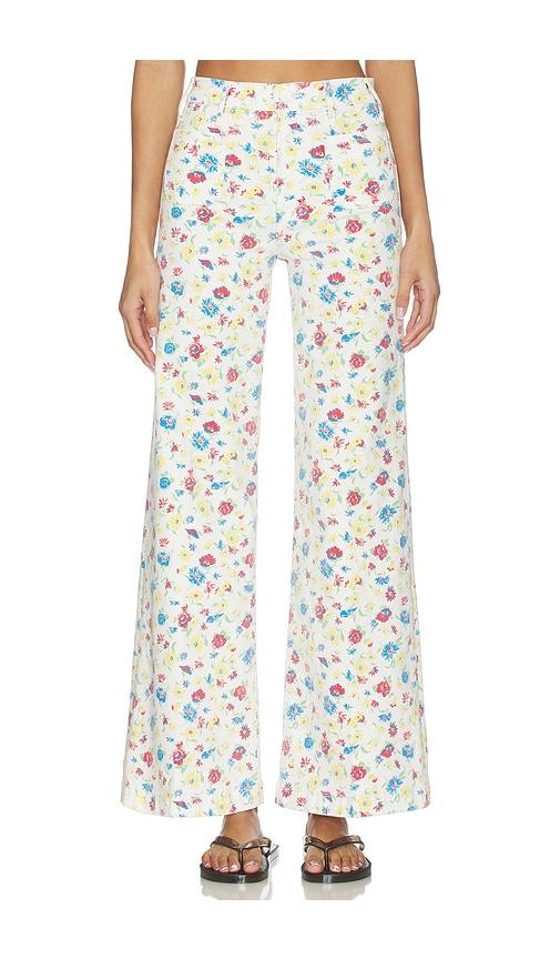 MOTHER The Patch Pocket Hustler Roller Sneak Jeans in White by MOTHER