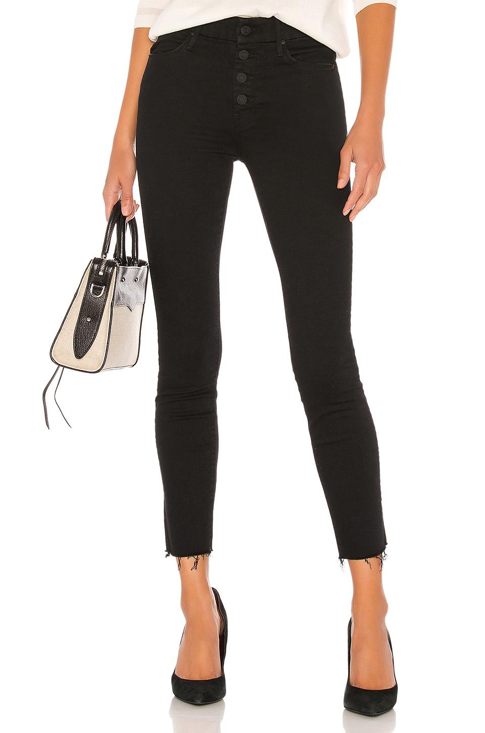MOTHER The Pixie Ankle Fray Jeans in Black by MOTHER