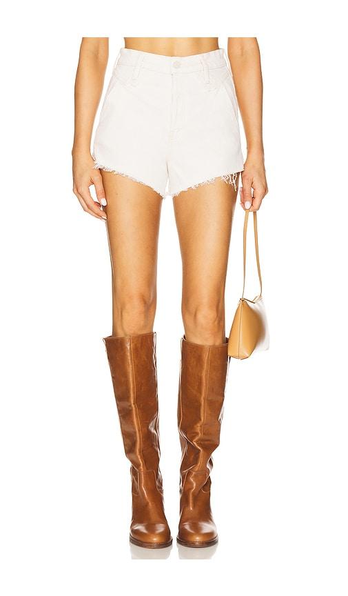 MOTHER The Rocky Tomcat Kick Fray Short in Ivory by MOTHER