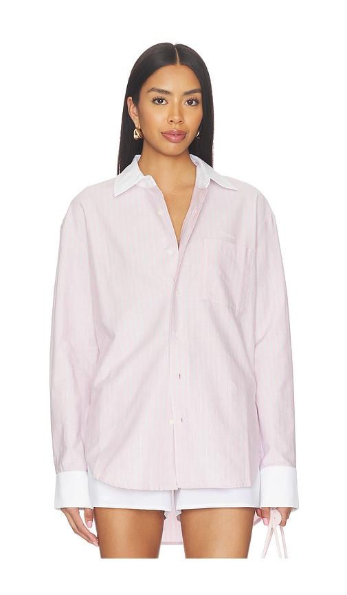 MOTHER The Roomie Frenchie Shirt in Rose by MOTHER