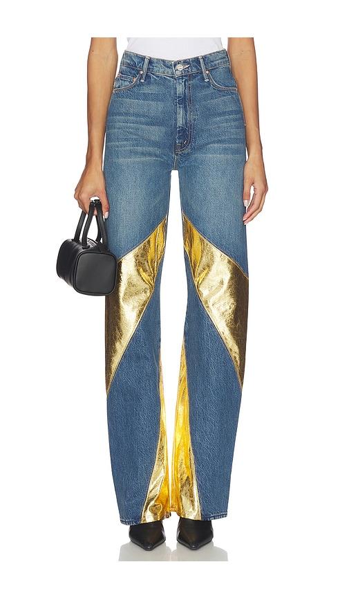 MOTHER The Spiral Saloon Heel Jeans in Blue,Metallic Gold by MOTHER