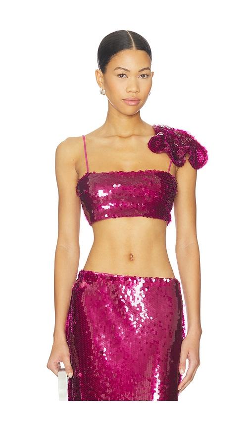 Mother of All Mela Sequins Top in Fuchsia by MOTHER OF ALL