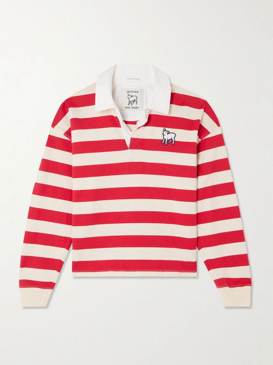 The Boxy Match appliquéd striped cotton-jersey polo shirt by MOTHER