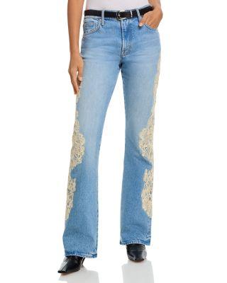 The Chomp Heel High Rise Bootcut Jeans in Wishbone by MOTHER