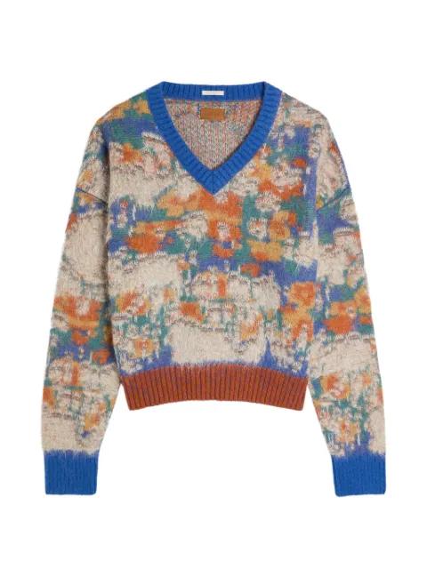 The Crop Varsity V-neck floral sweater by MOTHER