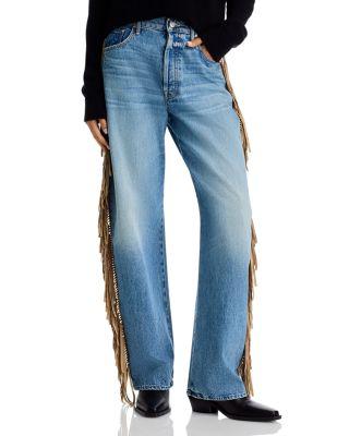 The Fringe Halfpipe Button Sneak High Rise Jeans in Folk Star by MOTHER