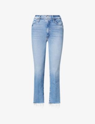 The Hustler Ankle Fray Flared Stretch-Denim Blend Jeans by MOTHER
