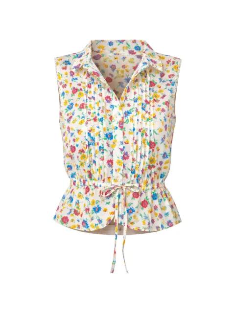 The Love Letter floral-print drawstring blouse by MOTHER