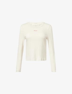 The Ls Itty Bitty Ringer Brand Embroidered Cotton Top by MOTHER