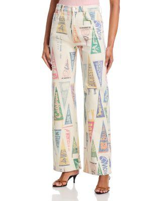 The Maven Sneak High Rise Wide Leg Jeans in Pep Rally by MOTHER