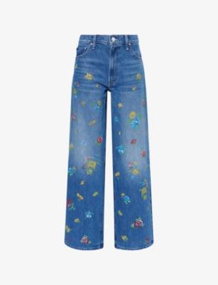 The Rerun Floral-Print Denim Jeans by MOTHER