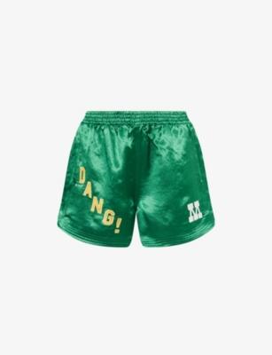 The Star Player Appliqued Satin Shorts by MOTHER