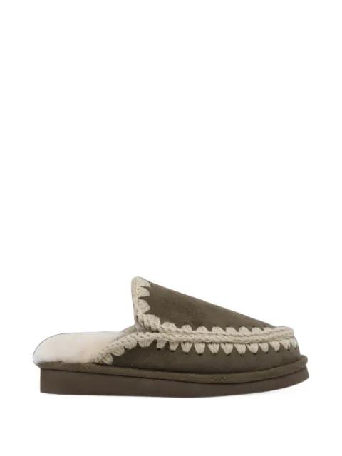 Eskimo whipstitch suede slippers by MOU