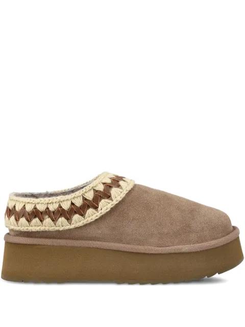 leather platform slippers by MOU