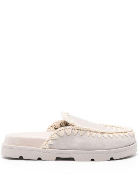 whipstitch-trim suede mules by MOU