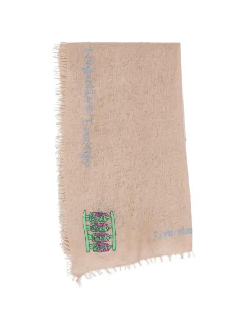 embroidered frayed-edge scarf by MOULETA