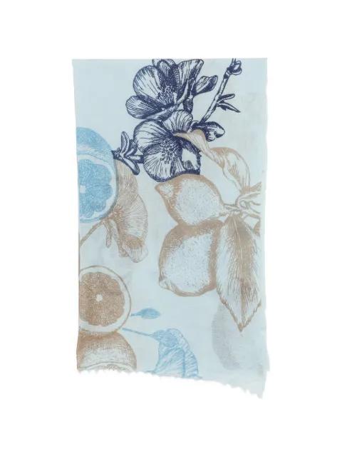 fruit-print frayed scarf by MOULETA