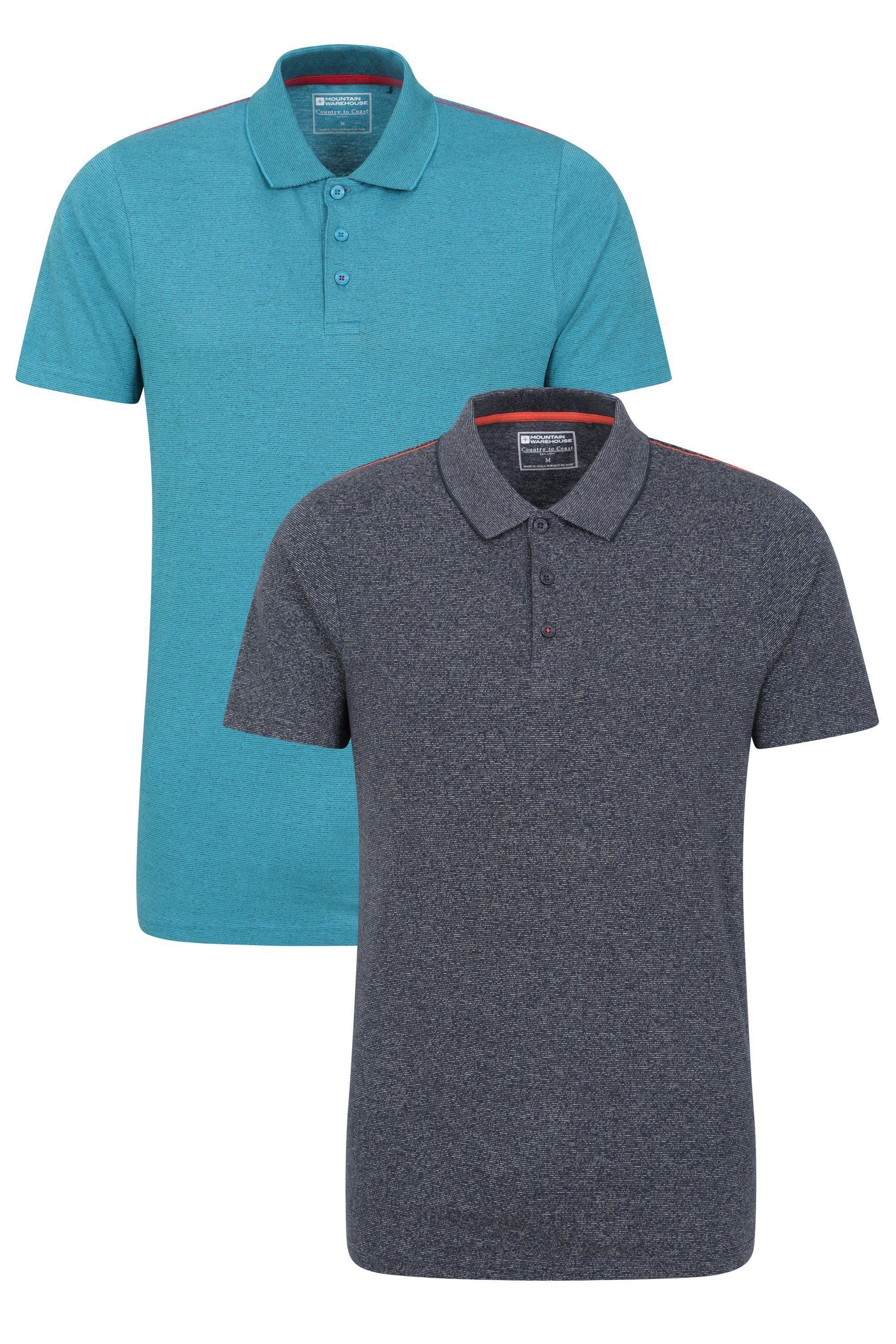 '2 Pack 'Cordyline' Lightweight UPF 50+ Protected 100% Cotton Polo Tee by MOUNTAIN WAREHOUSE