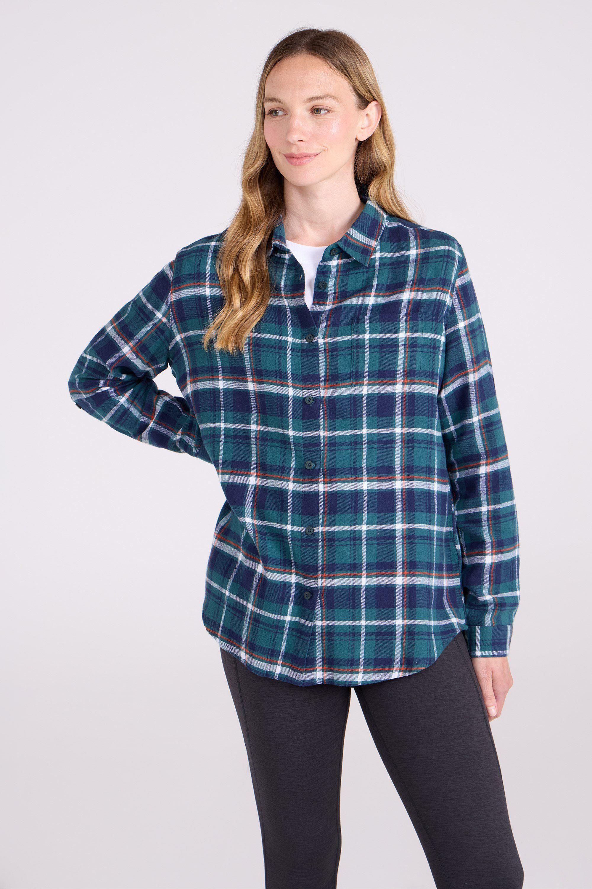 'Balsam' Brushed Long Sleeved Relaxed Fit Longline Flannel Shirt by MOUNTAIN WAREHOUSE