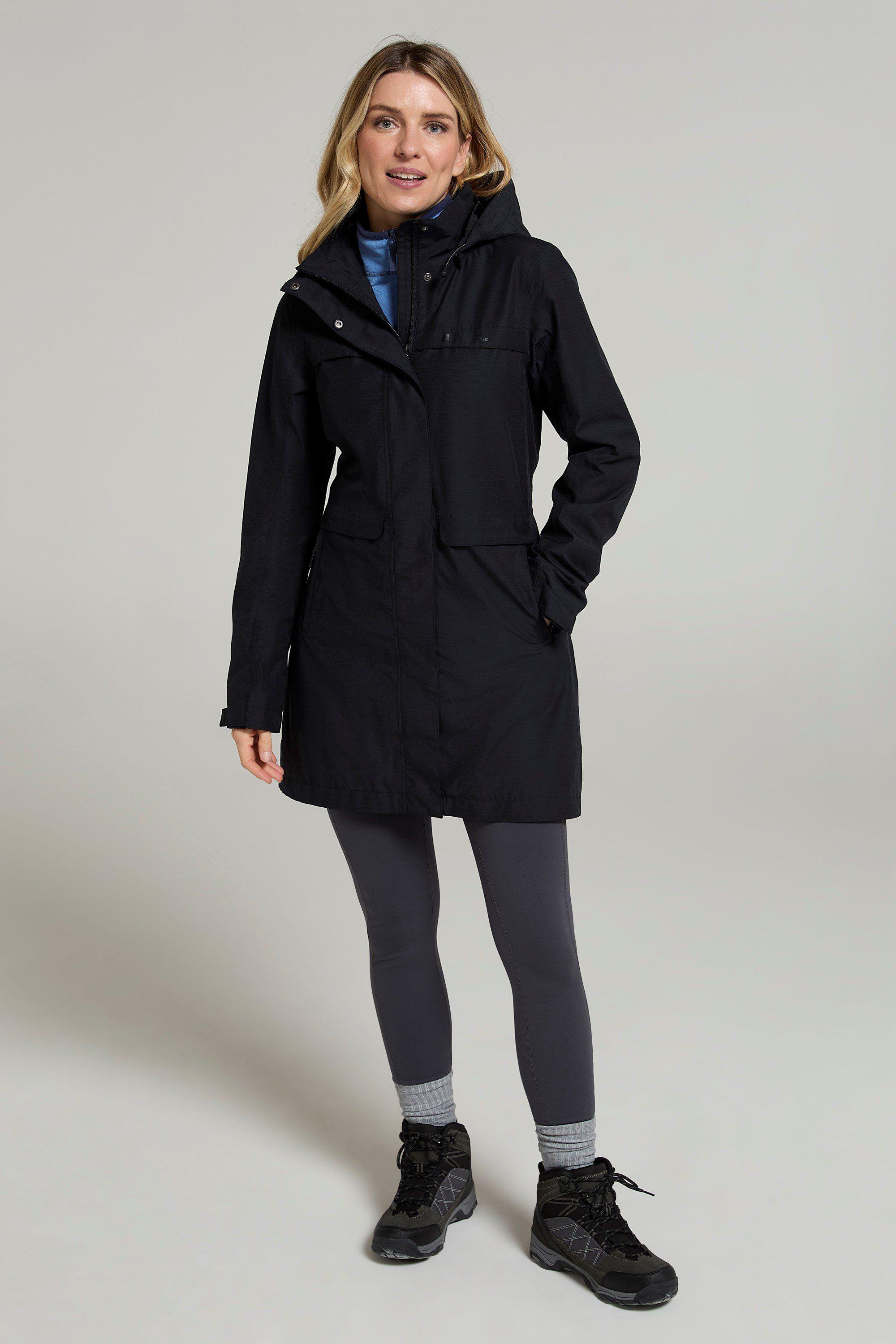 'Cloud Burst' Waterproof Adjustable Hood Textured Long Rain Jacket by MOUNTAIN WAREHOUSE 'Cloud Burst' Waterproof Adjustable Hood Textured Long Rain Jacket by MOUNTAIN WAREHOUSE