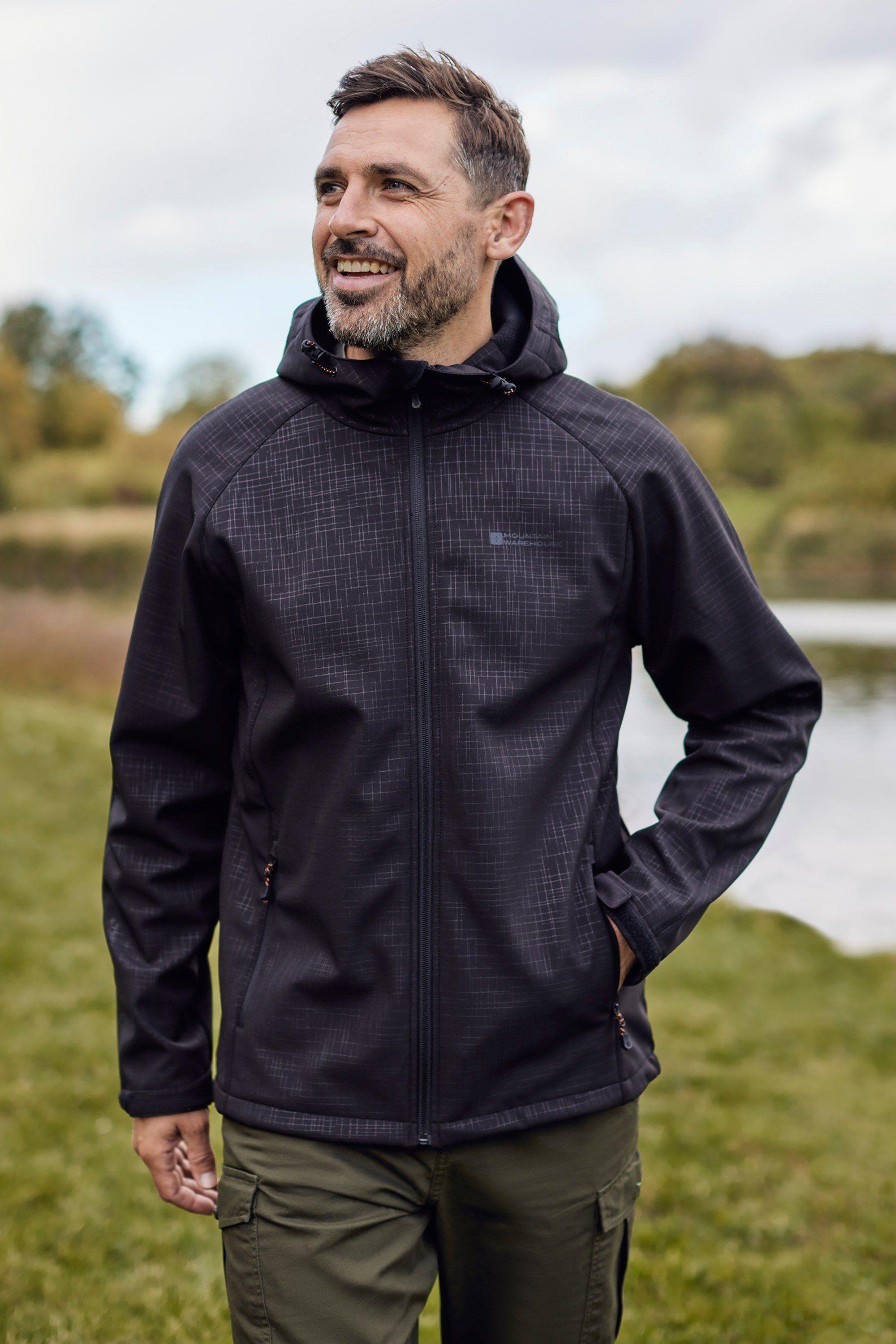 Exodus Printed Softshell Jacket Windproof Outdoor Coat by MOUNTAIN WAREHOUSE Exodus Printed Softshell Jacket Windproof Outdoor Coat by MOUNTAIN WAREHOUSE