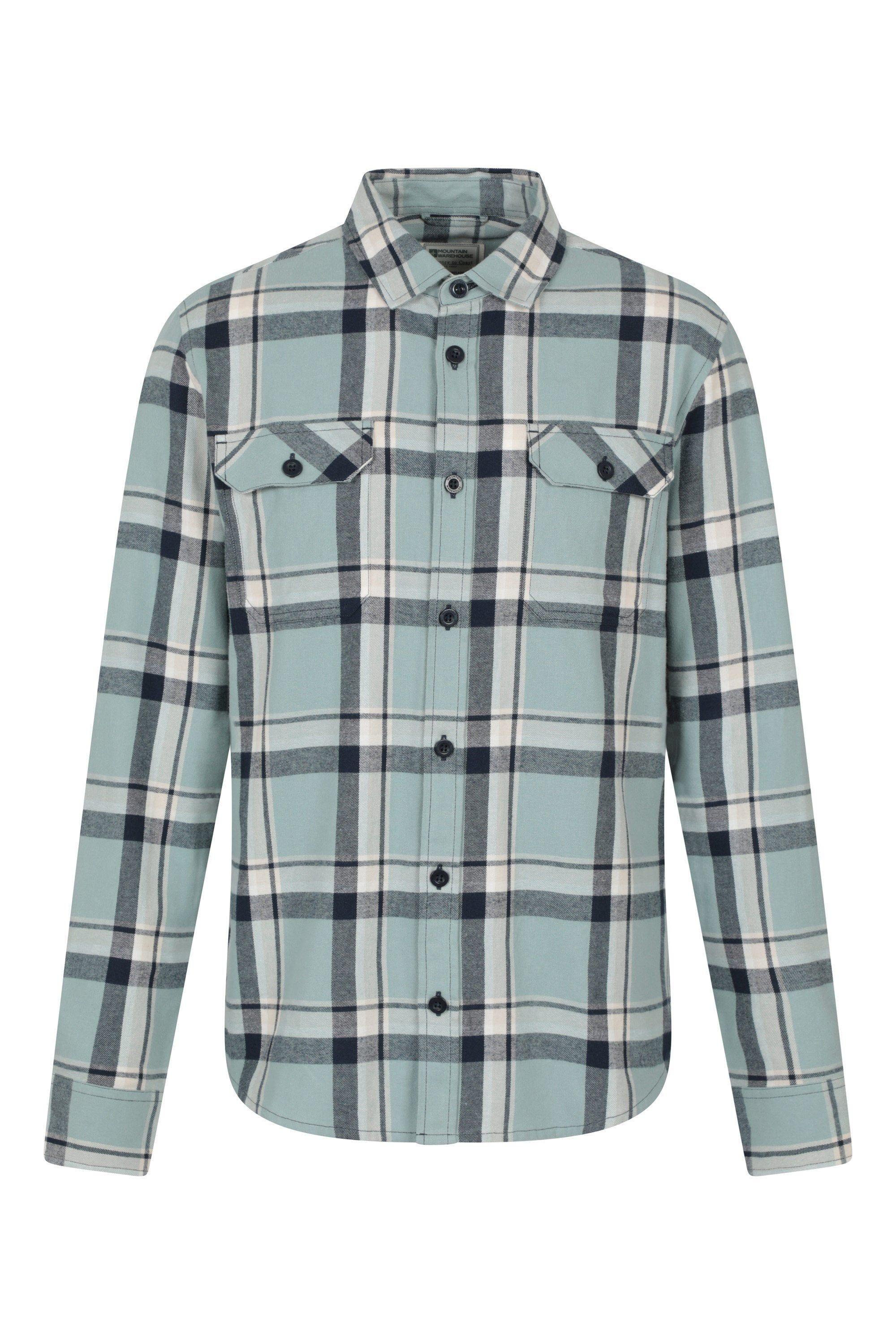 Flannel Long Sleeve Shirt 100% Cotton Breathable by MOUNTAIN WAREHOUSE