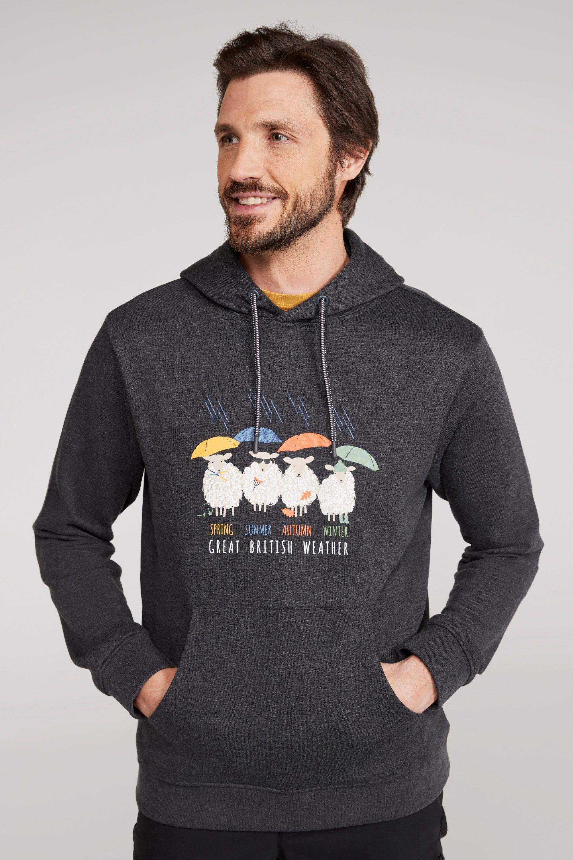 'Great British Weather' Comfortable Casual Overhead Graphic Hoodie by MOUNTAIN WAREHOUSE