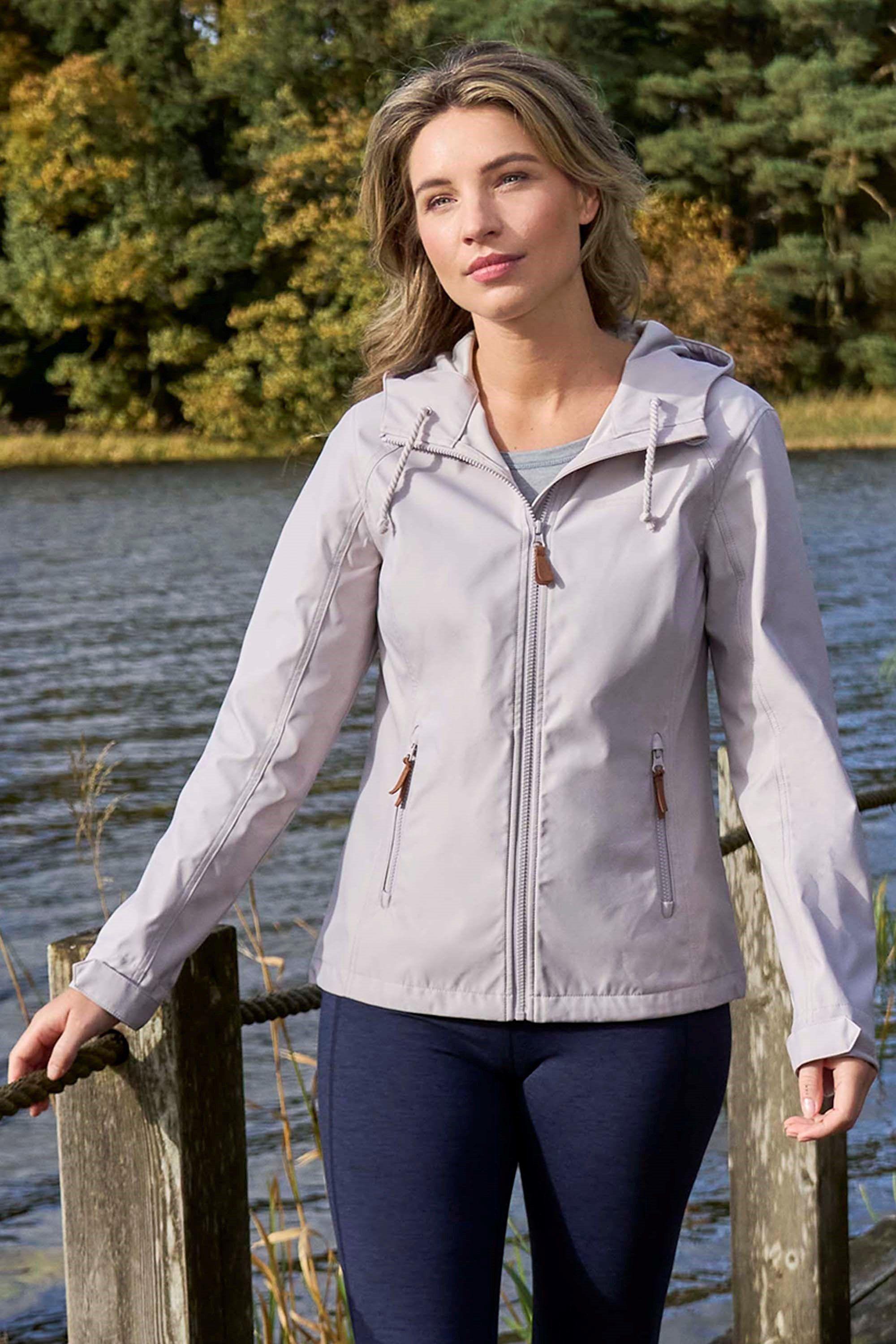 'Iona' Water Resistant Lightweight Multi Pocket Softshell Hood Jacket by MOUNTAIN WAREHOUSE