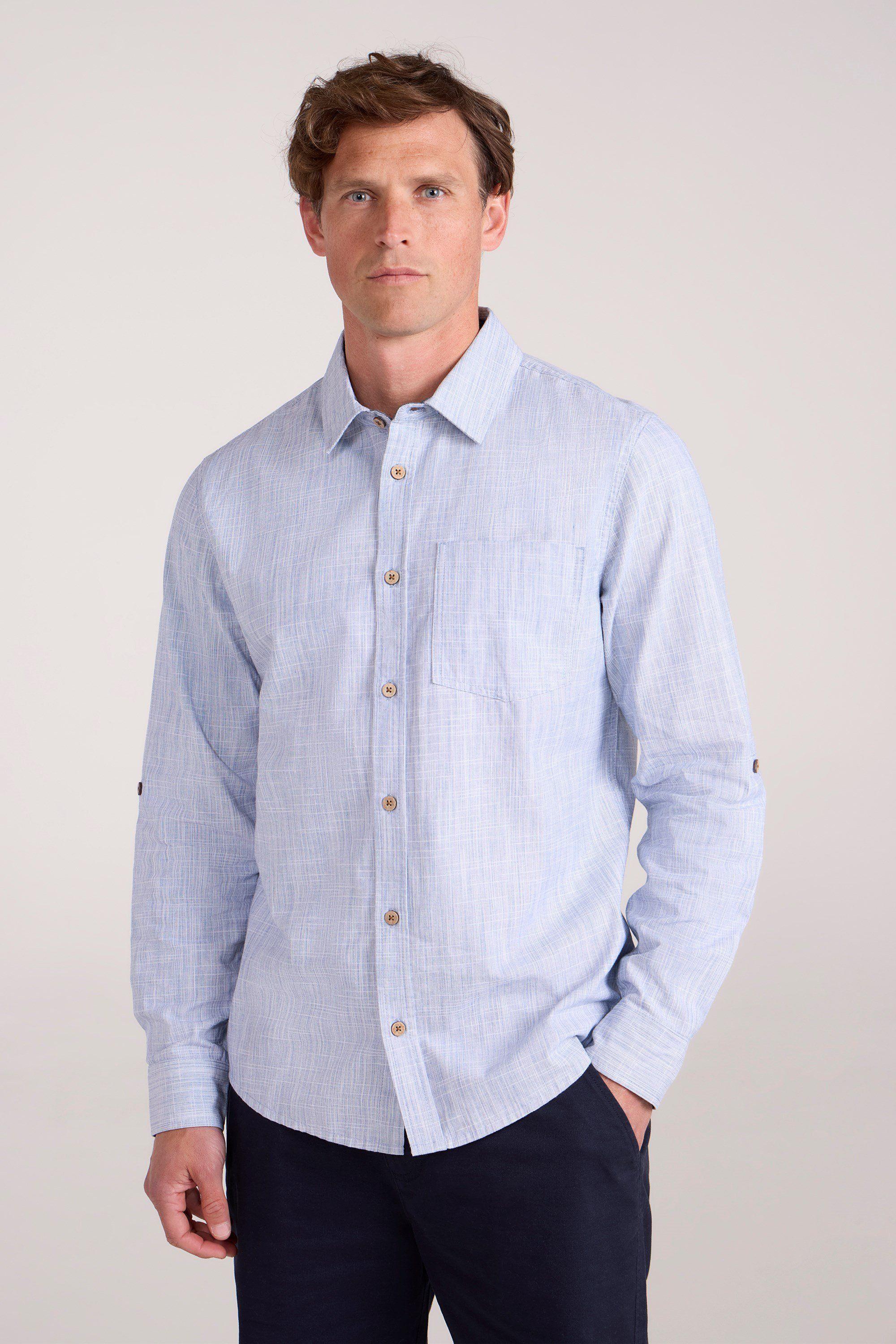 Lightweight Coconut Textured Long Sleeved Breathable Cotton Shirt by MOUNTAIN WAREHOUSE