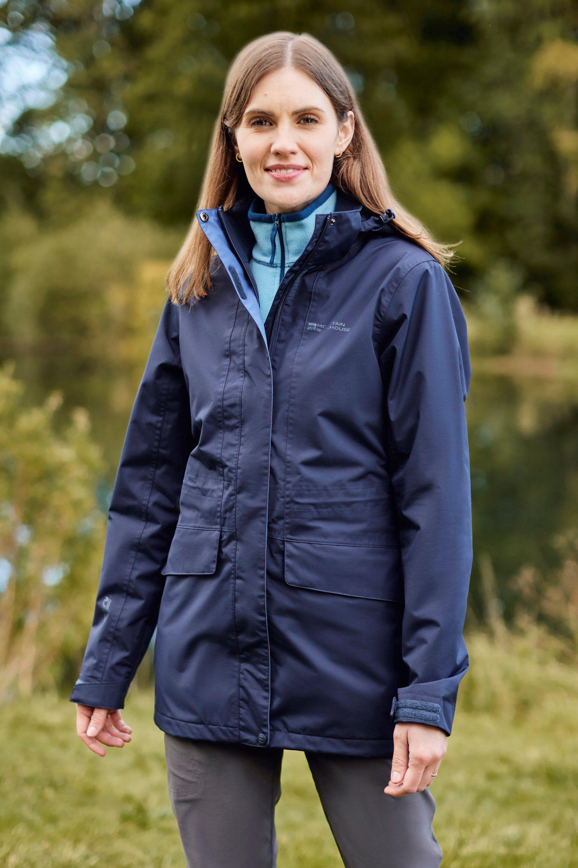 Long Waterproof Jacket Detachable Hood Coat by MOUNTAIN WAREHOUSE
