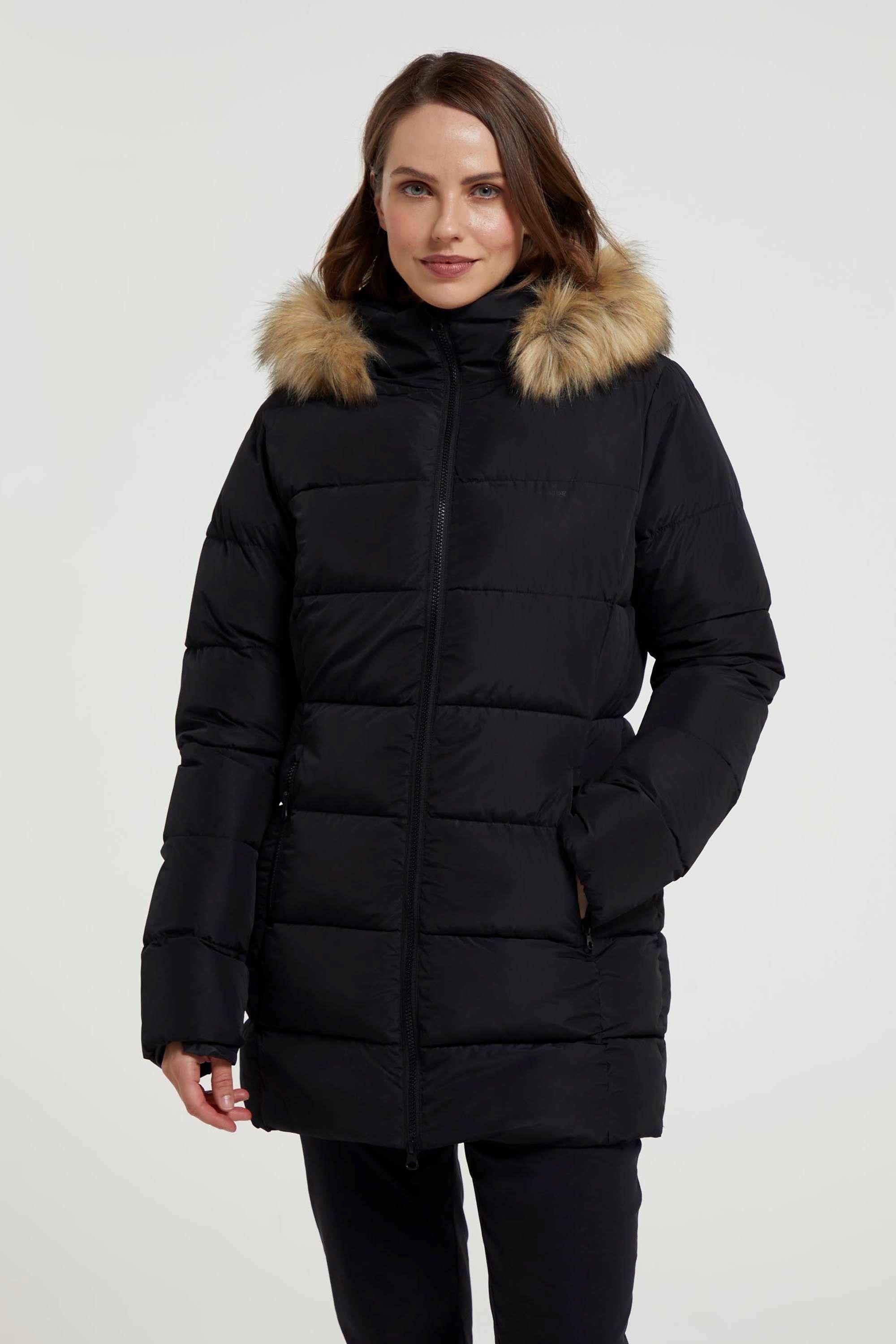 'Nola' Waterproof Warm Cosy Faux Fur Hood Padded Comfy Long Jacket by MOUNTAIN WAREHOUSE